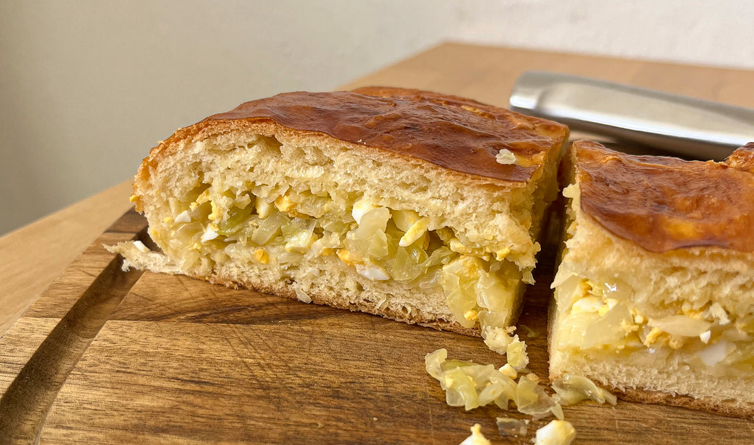 close up photo of sliced cabbage pie