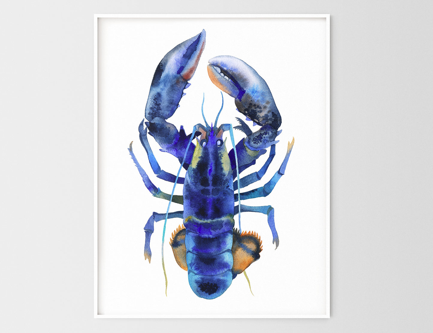 BLUE LOBSTER Watercolor Painting Giclée Print #L01