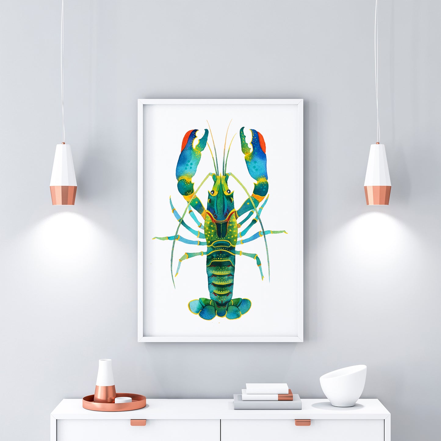 RED CLAW CRAYFISH LOBSTER Watercolor Painting Giclée Print #L03