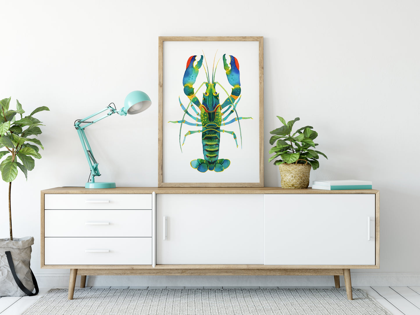 RED CLAW CRAYFISH LOBSTER Watercolor Painting Giclée Print #L03