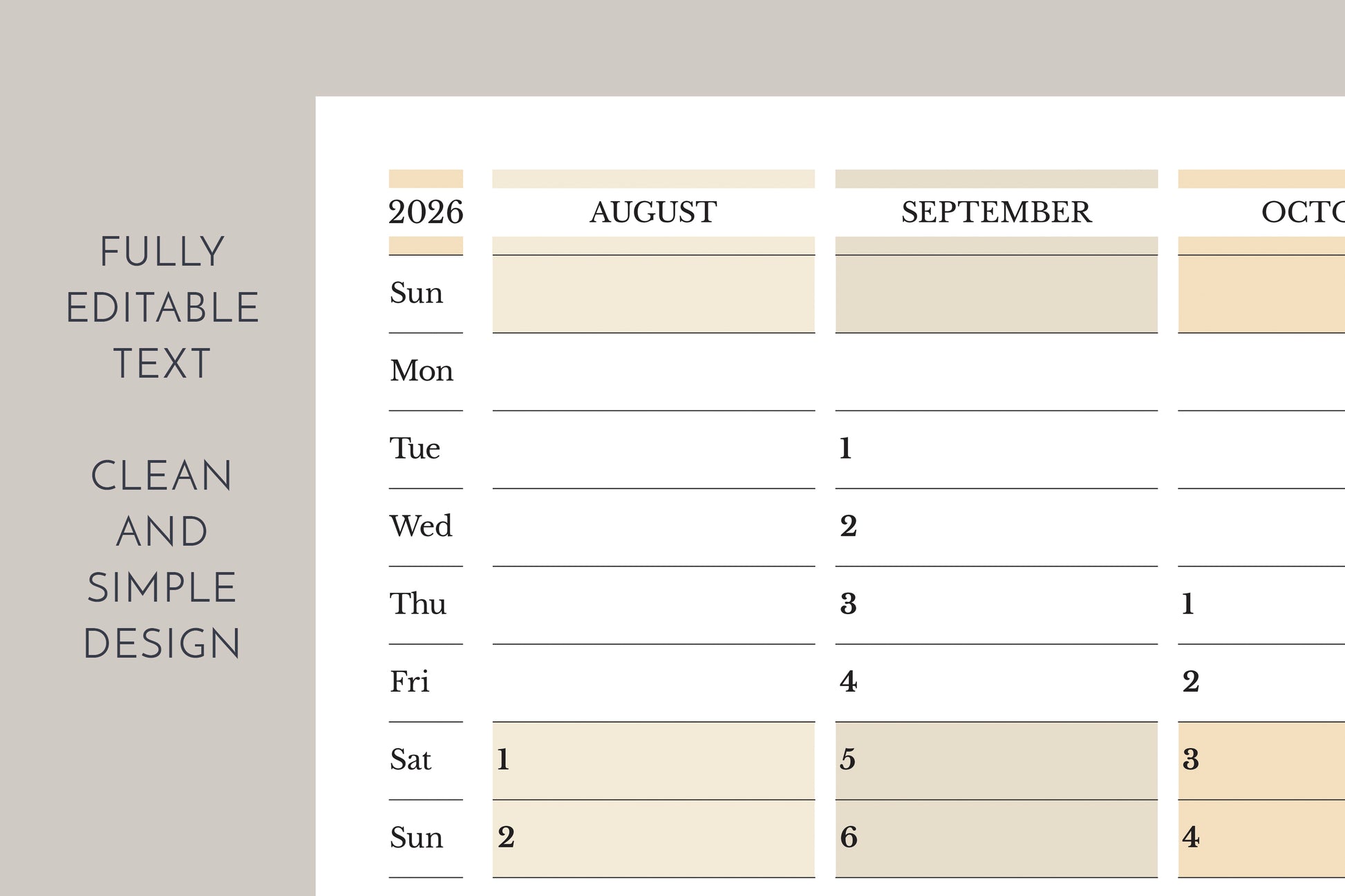 2026-2027 academic planner preview with gray background
