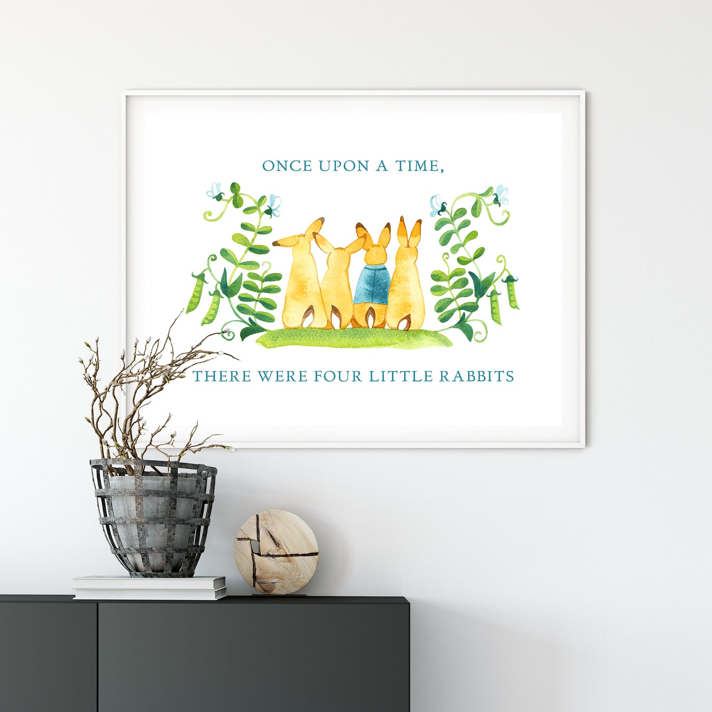 There Were Four Little Rabbits, Watercolor Painting Giclée Print