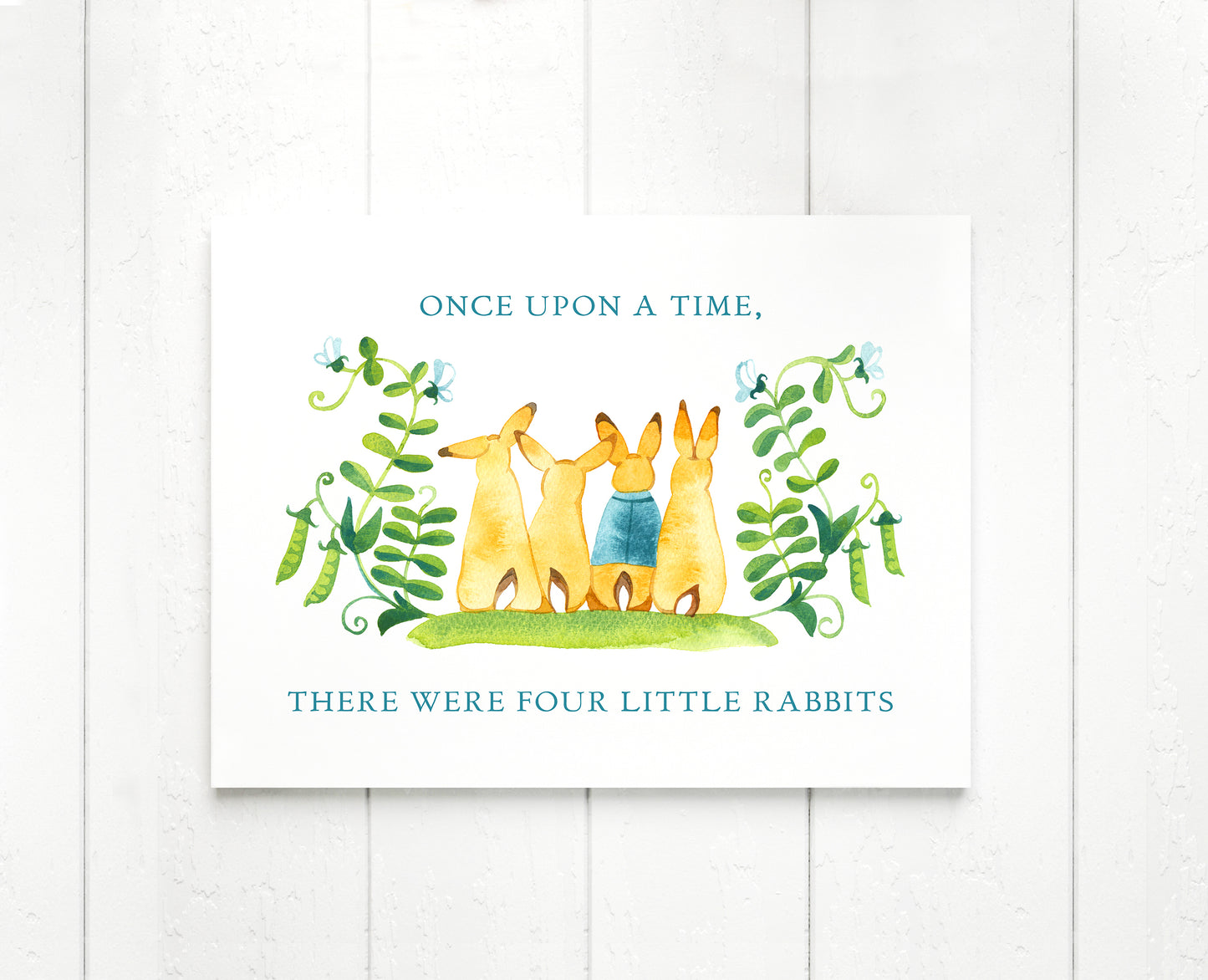 There Were Four Little Rabbits, Watercolor Painting Giclée Print