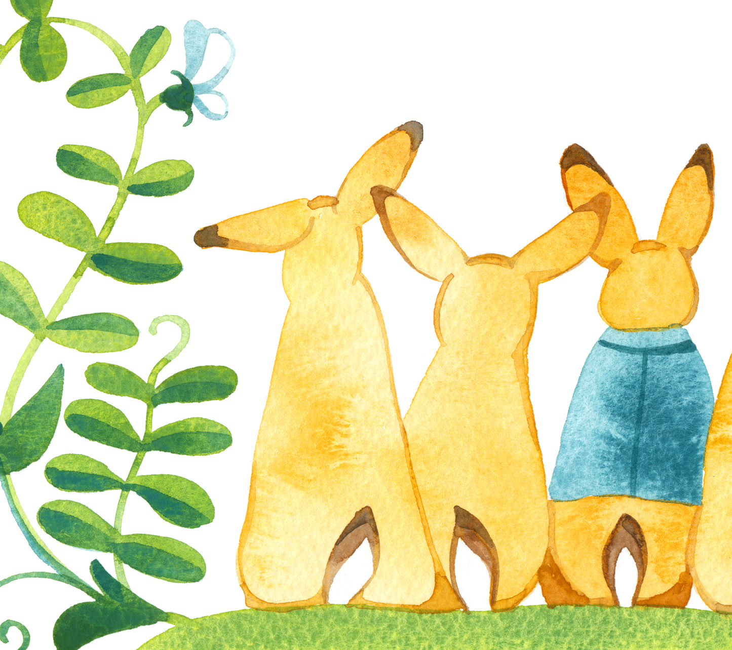 There Were Four Little Rabbits, Watercolor Painting Giclée Print