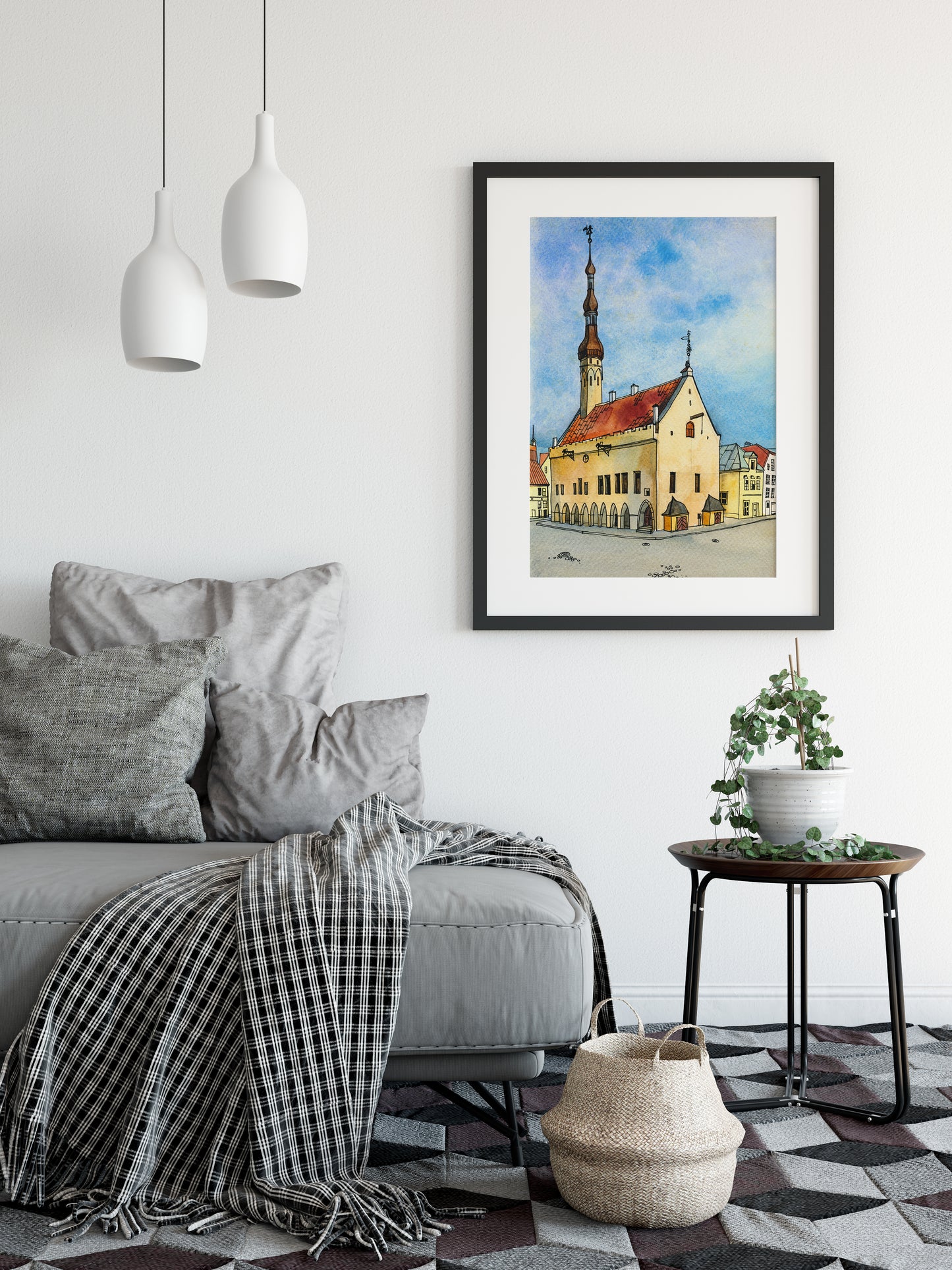 TALLINN CITY HALL Watercolor Painting Giclée Print #A04