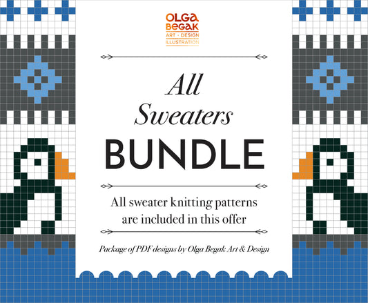 Icelandic Lopapeysa Sweaters Knitting Patterns Bundle