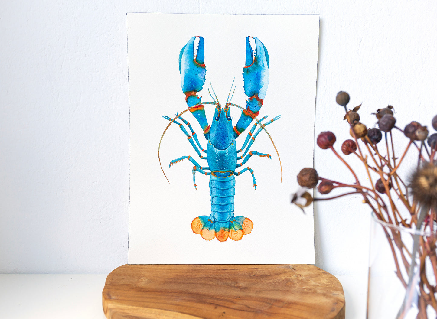 BLUE KONG ZEBRA CRAYFISH Watercolor Painting Giclée Print #L06