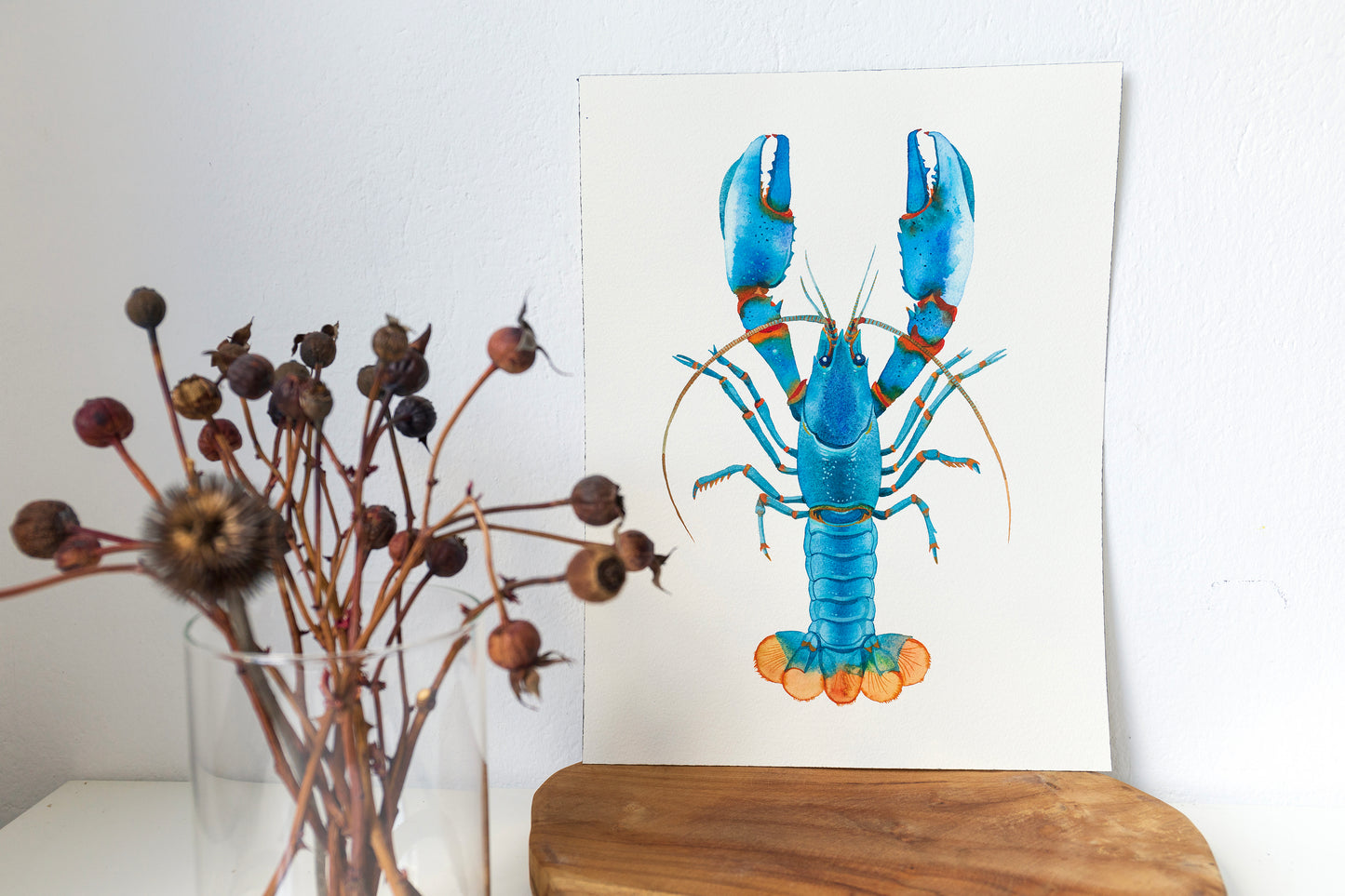 BLUE KONG ZEBRA CRAYFISH Watercolor Painting Giclée Print #L06