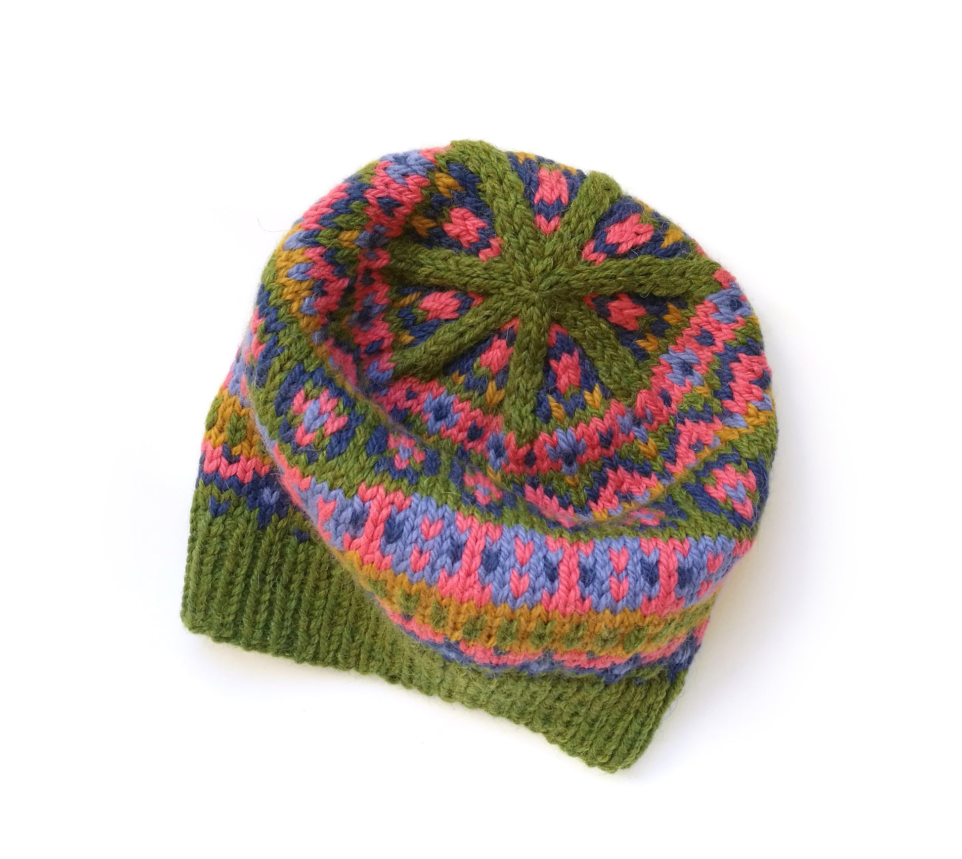 Hand-knitted Fair Isle hat in Bergen knitting pattern
