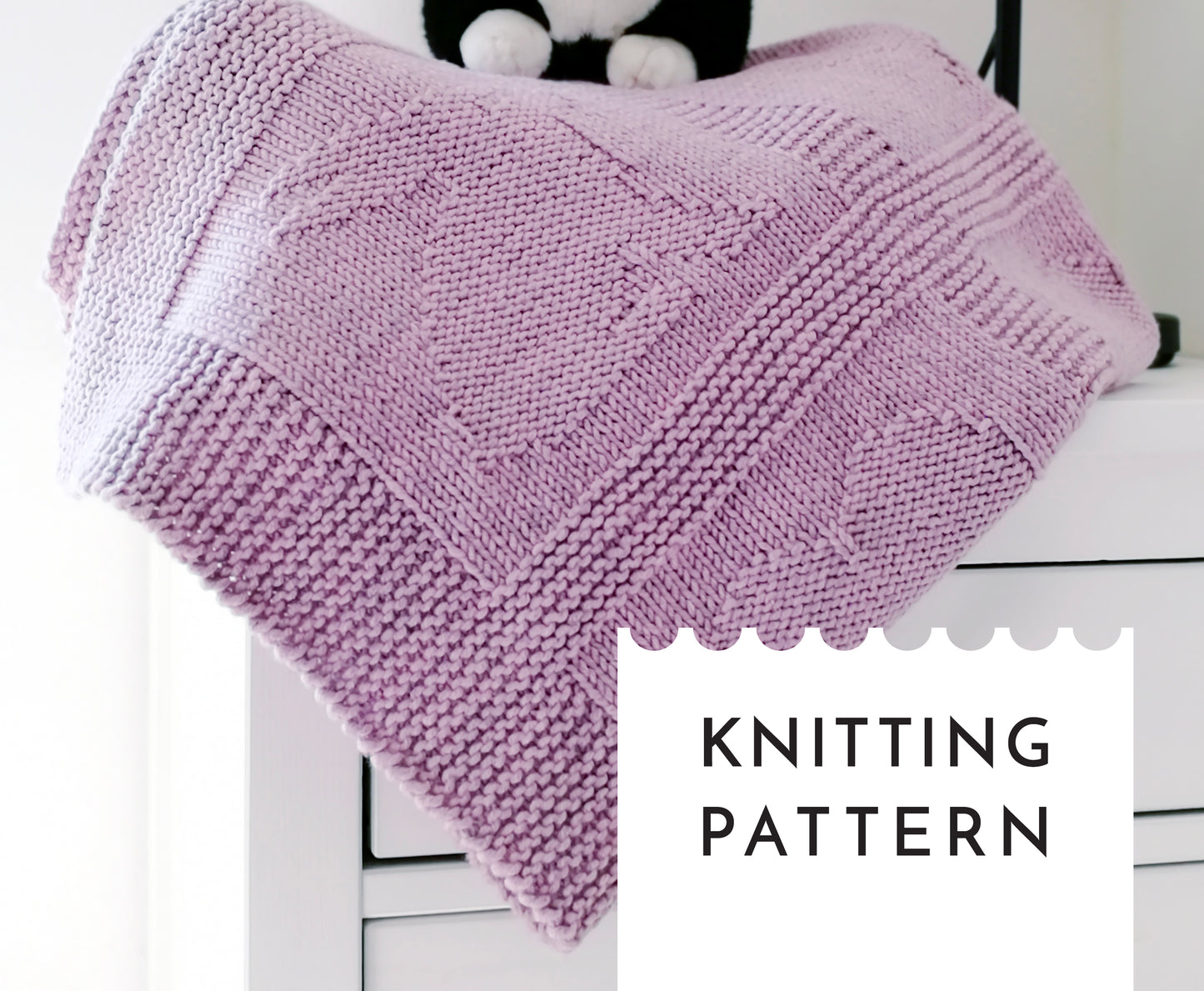 HEART & BUNNY Baby Blanket Knitting Pattern in 3 Sizes