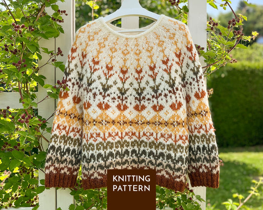 Floral Icelandic Lopapeysa Sweater Knitting Pattern • Meadow Yoke Pullover (PDF)