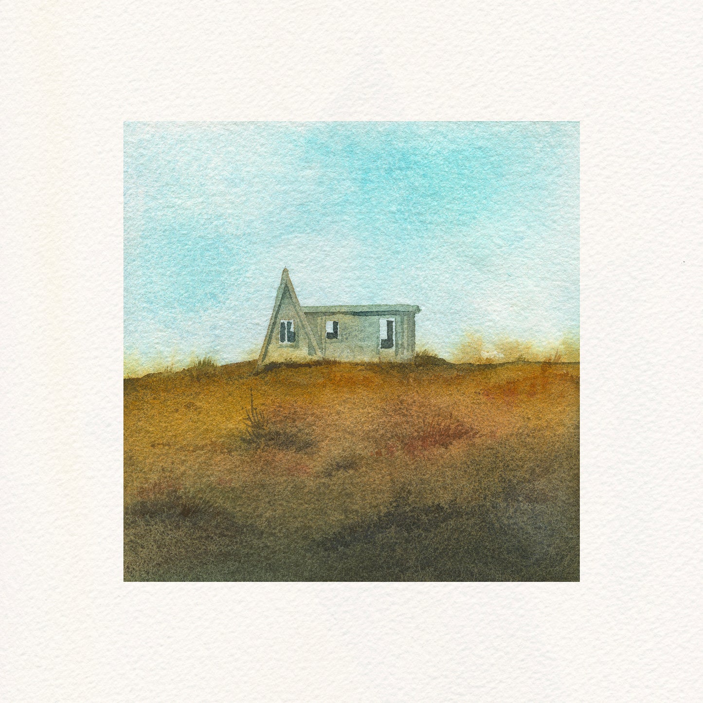 A-Frame Cottage on the Hill • Nordic Landscape Watercolor Giclée Art Prints (QP02)