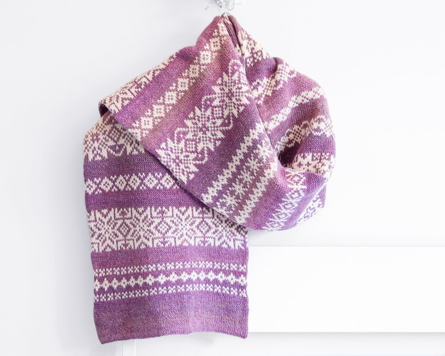 Fair Isle Long Scarf Knitting Pattern PDF • Norrsken Double Layer Tube Scarf (PDF)