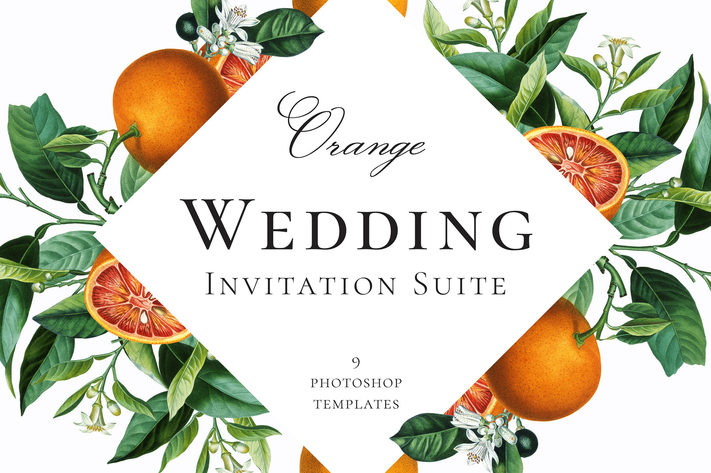 VINTAGE ORANGE CITRUS Wedding Invitation Suite