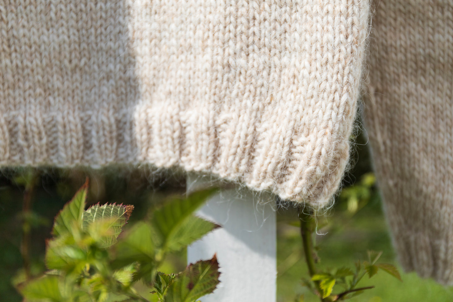 Close-up for hem of Owl Icelandic lopapeysa sweater