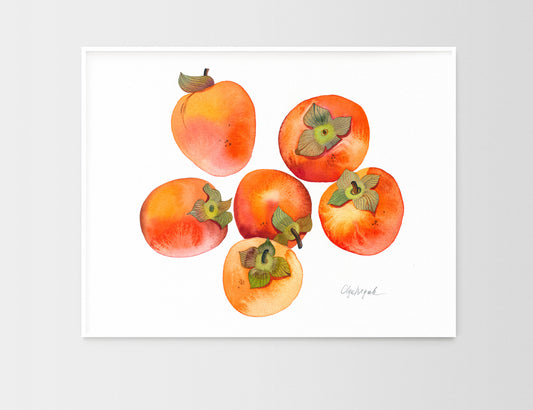 PERSIMMON FRUITS Watercolor Painting Giclée Print #W10