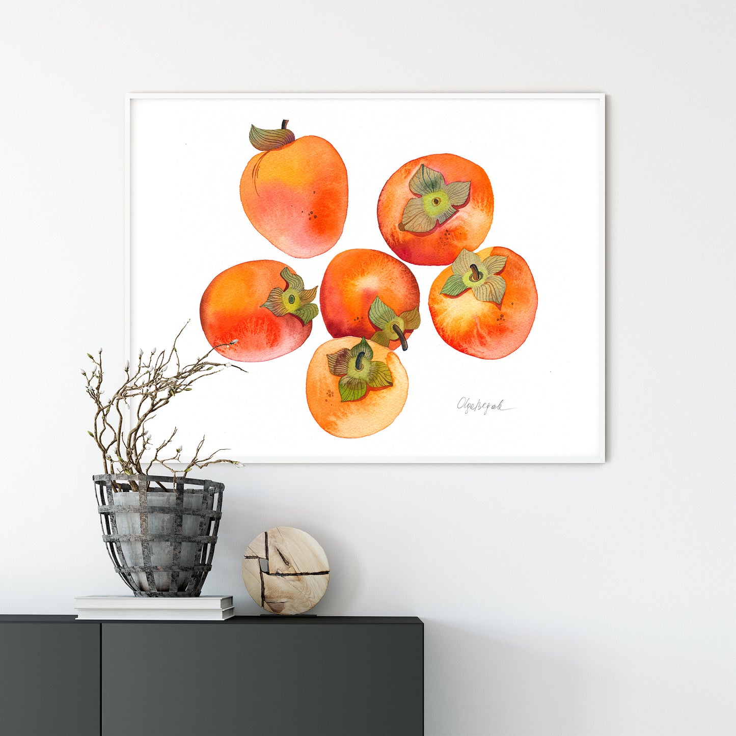 PERSIMMON FRUITS Watercolor Painting Giclée Print #W10