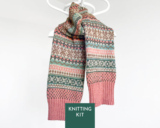ROHUKÜLA Fair Isle Schal DIY Strickset mit Alpakagarn