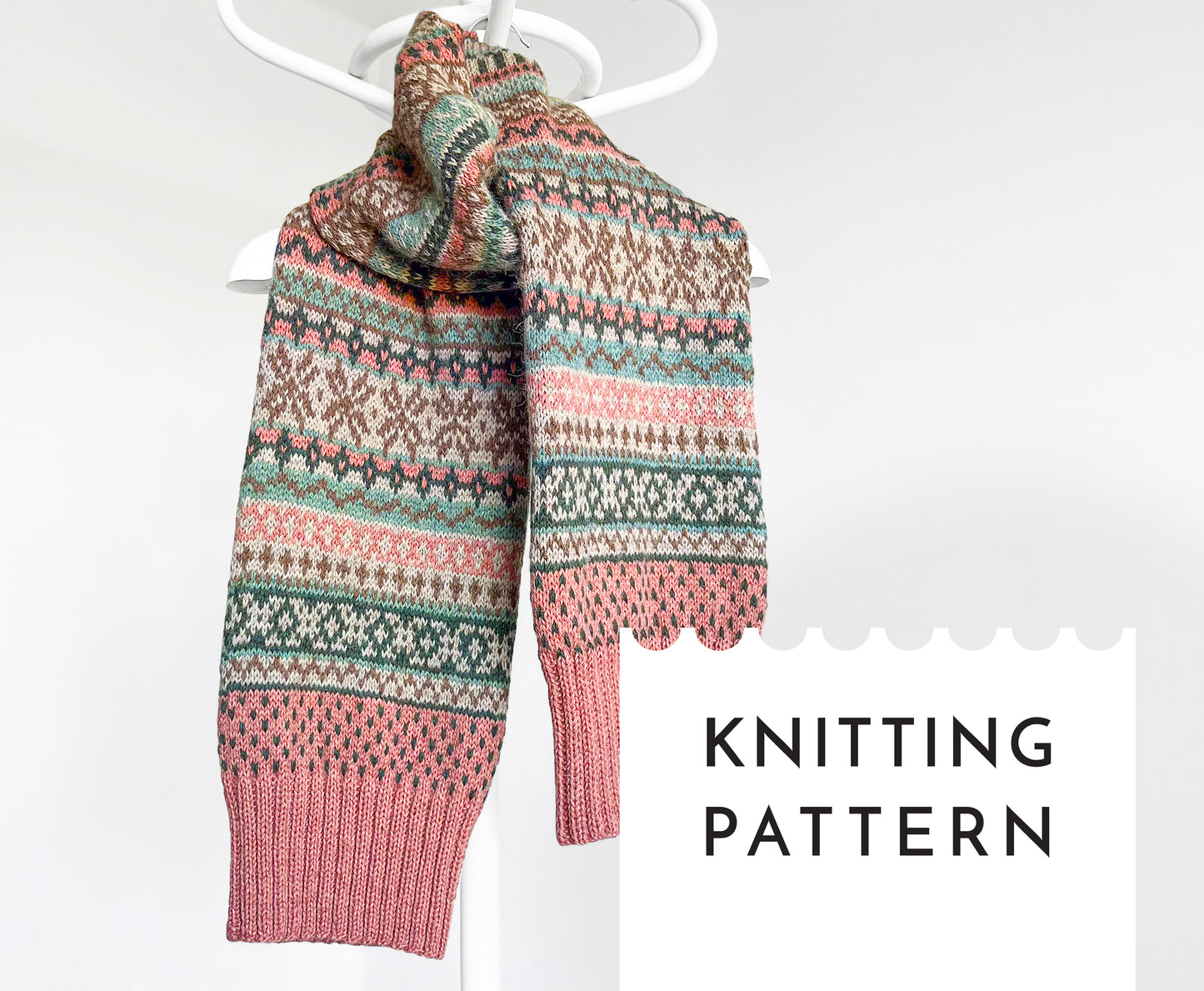 5 Fair Isle Scarf Knitting Pattern Bundle