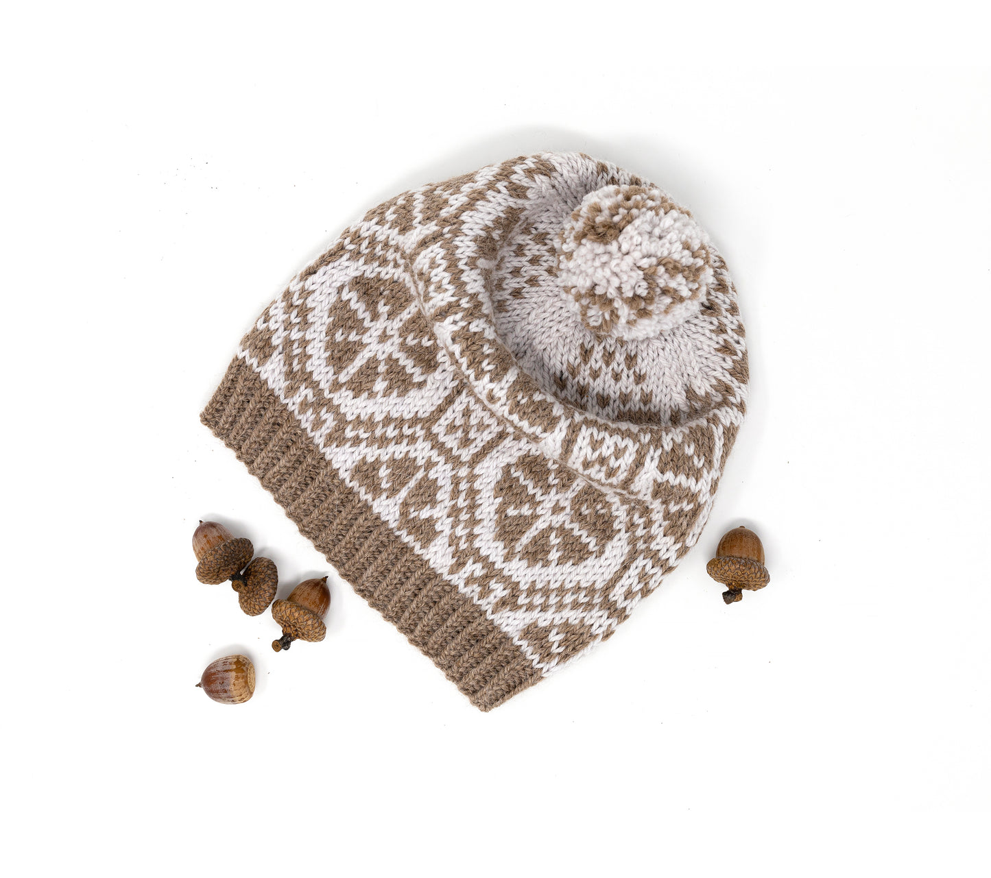Fair Isle Pom-Pom Hat Knitting Pattern PDF • Ratas Bobble Hat Design