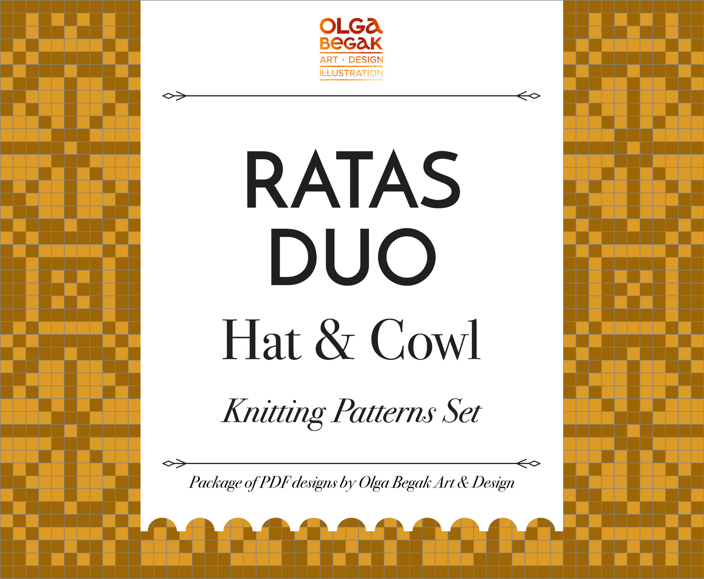 Promotional graphic for Ratas Duo Hat & Cowl knitting patterns set