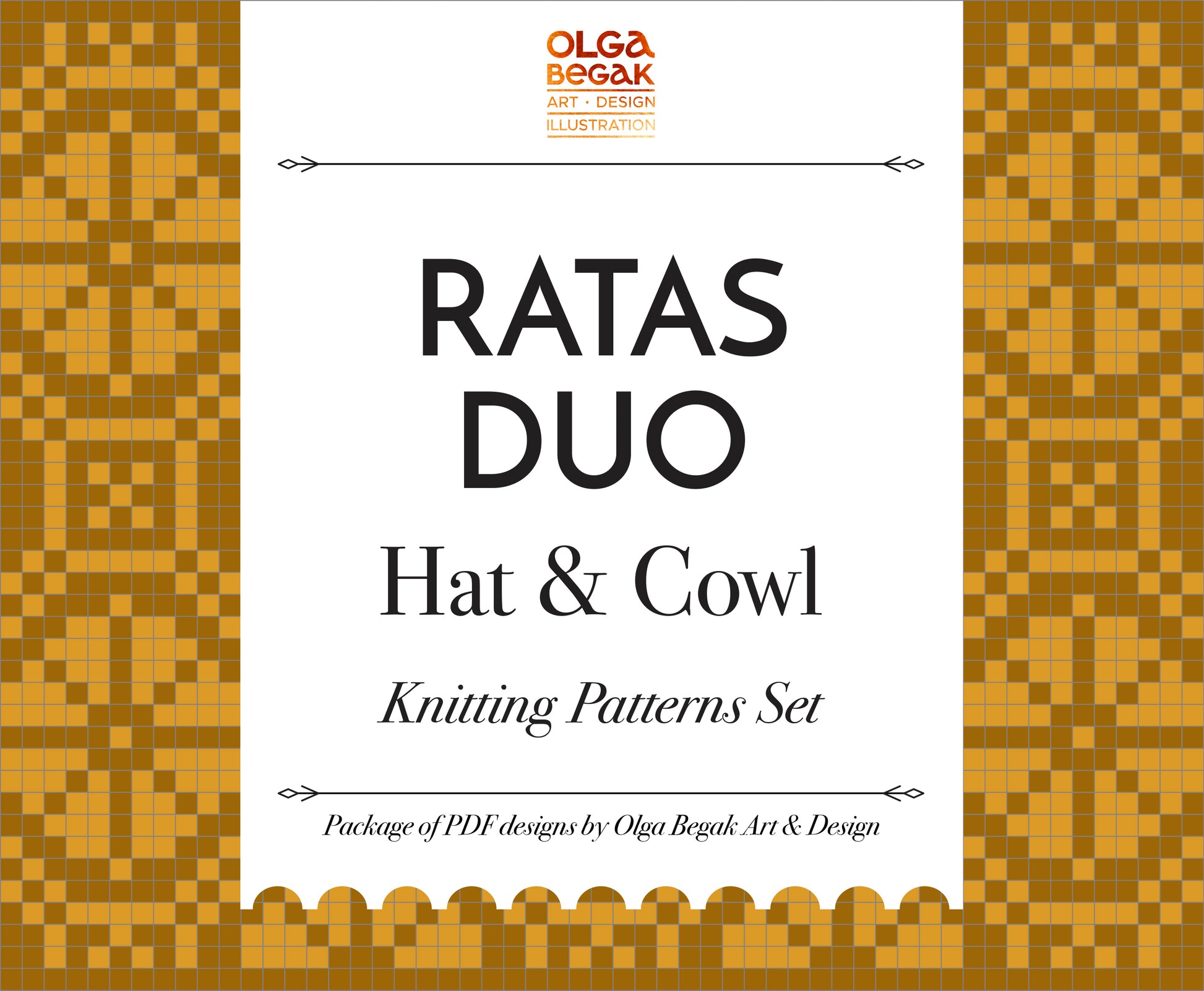 Promotional graphic for Ratas Duo Hat & Cowl knitting patterns set