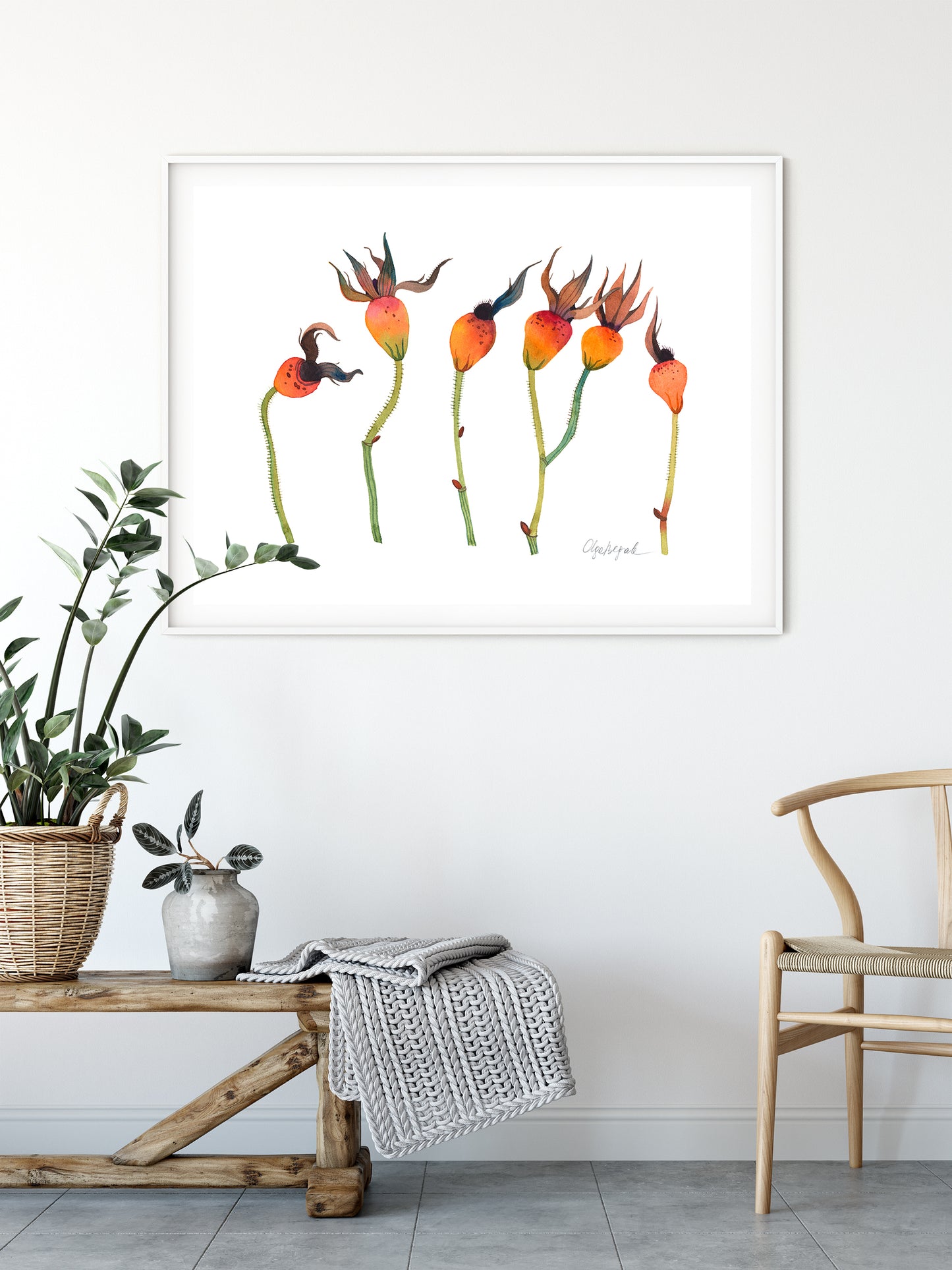 ROSE HIPS Watercolor Painting Giclée Print #W02