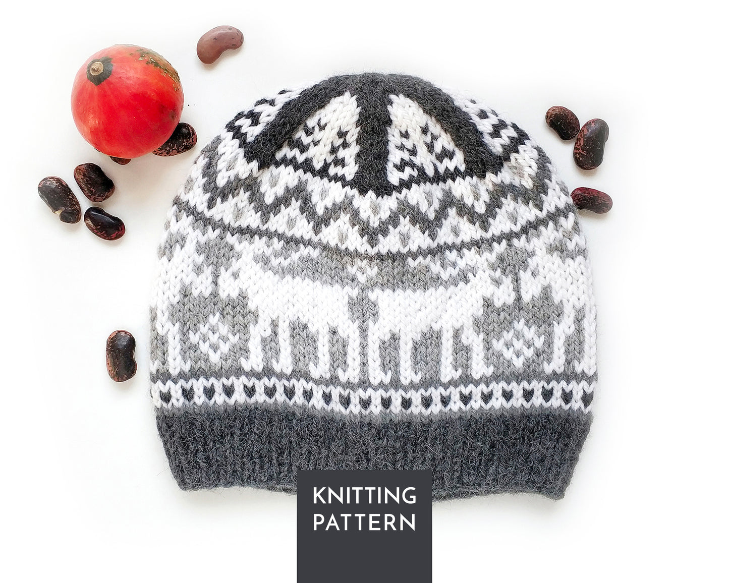 Moose Fair Isle Hat Knitting Pattern • Selbu Beanie Design (PDF)