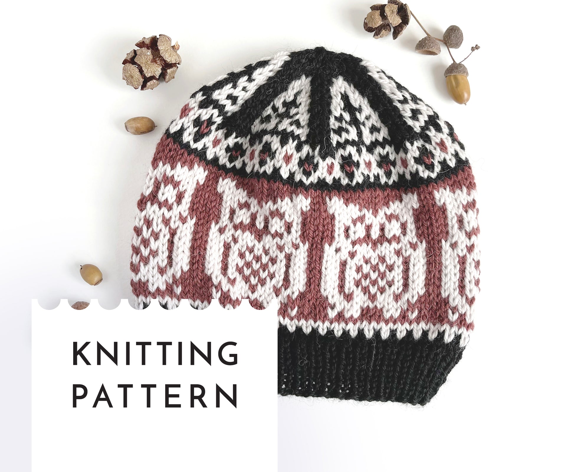 Fair Isle knitted beanie hat in Owl pattern design
