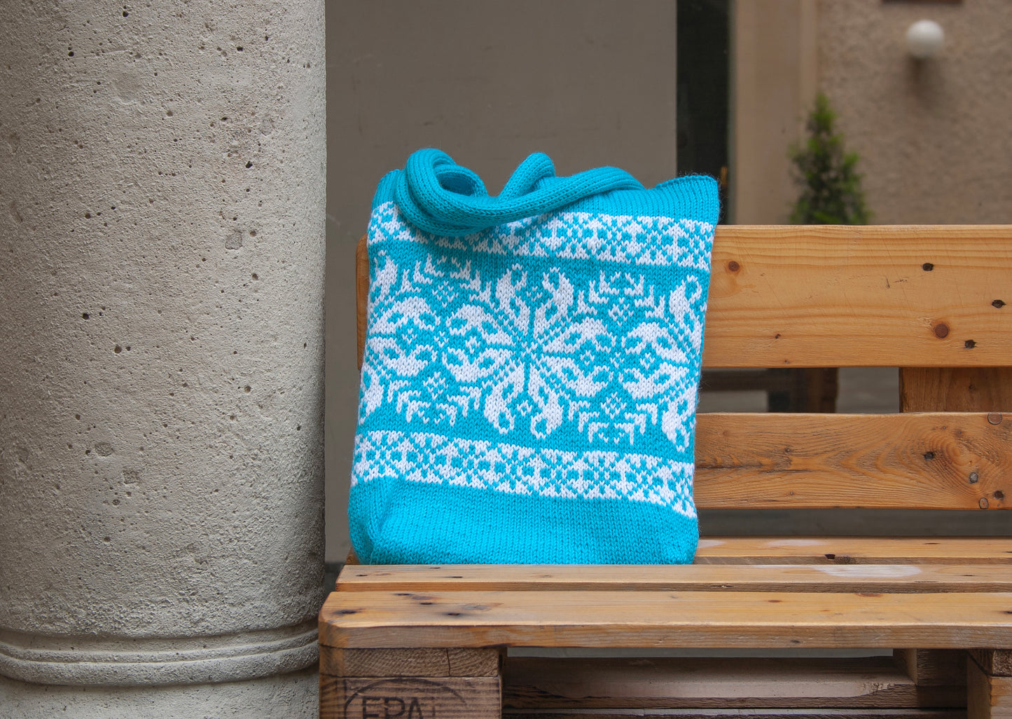 SELBU SNOWFLAKE Hand-Knitted Tote Bag