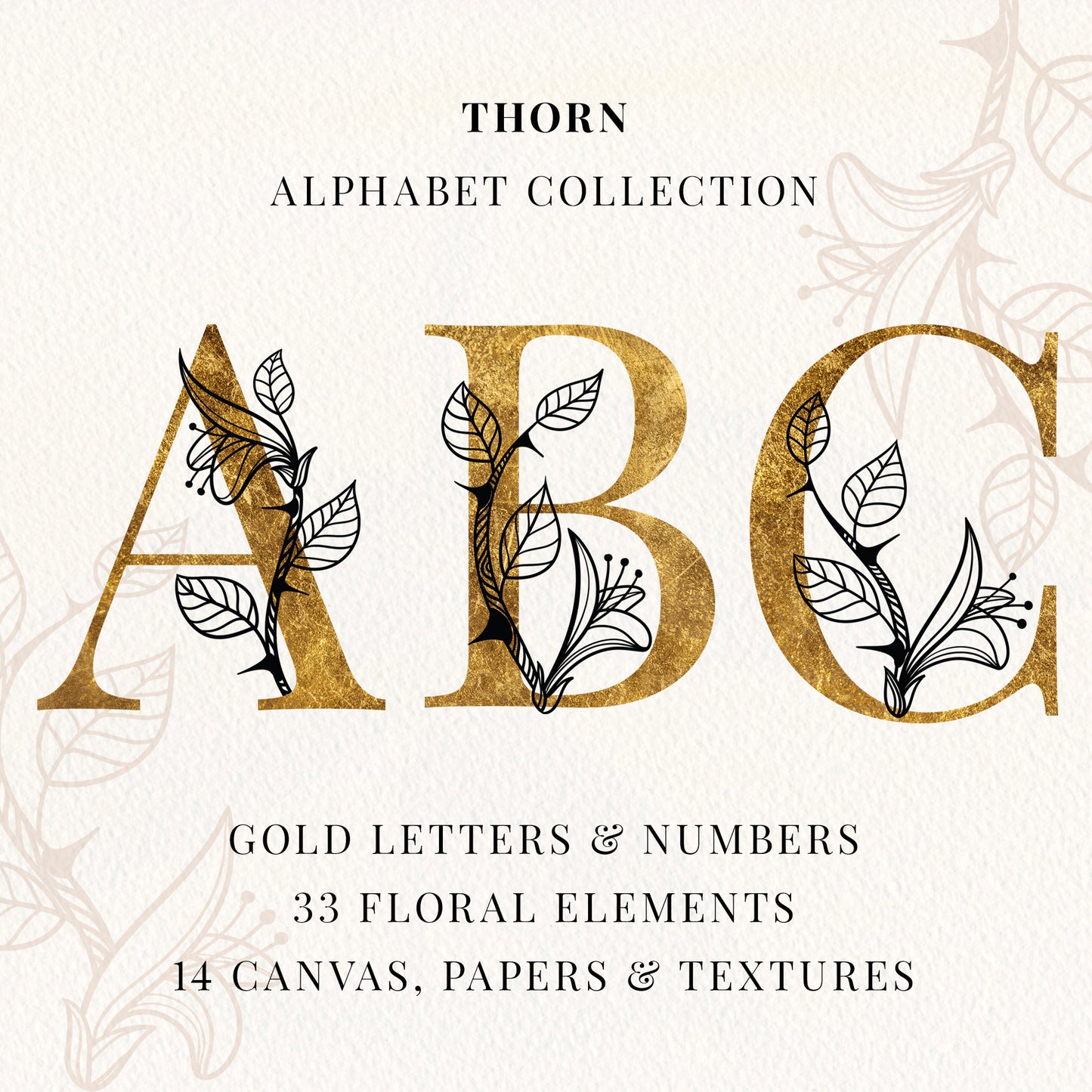 THORN Floral Gold Alphabet