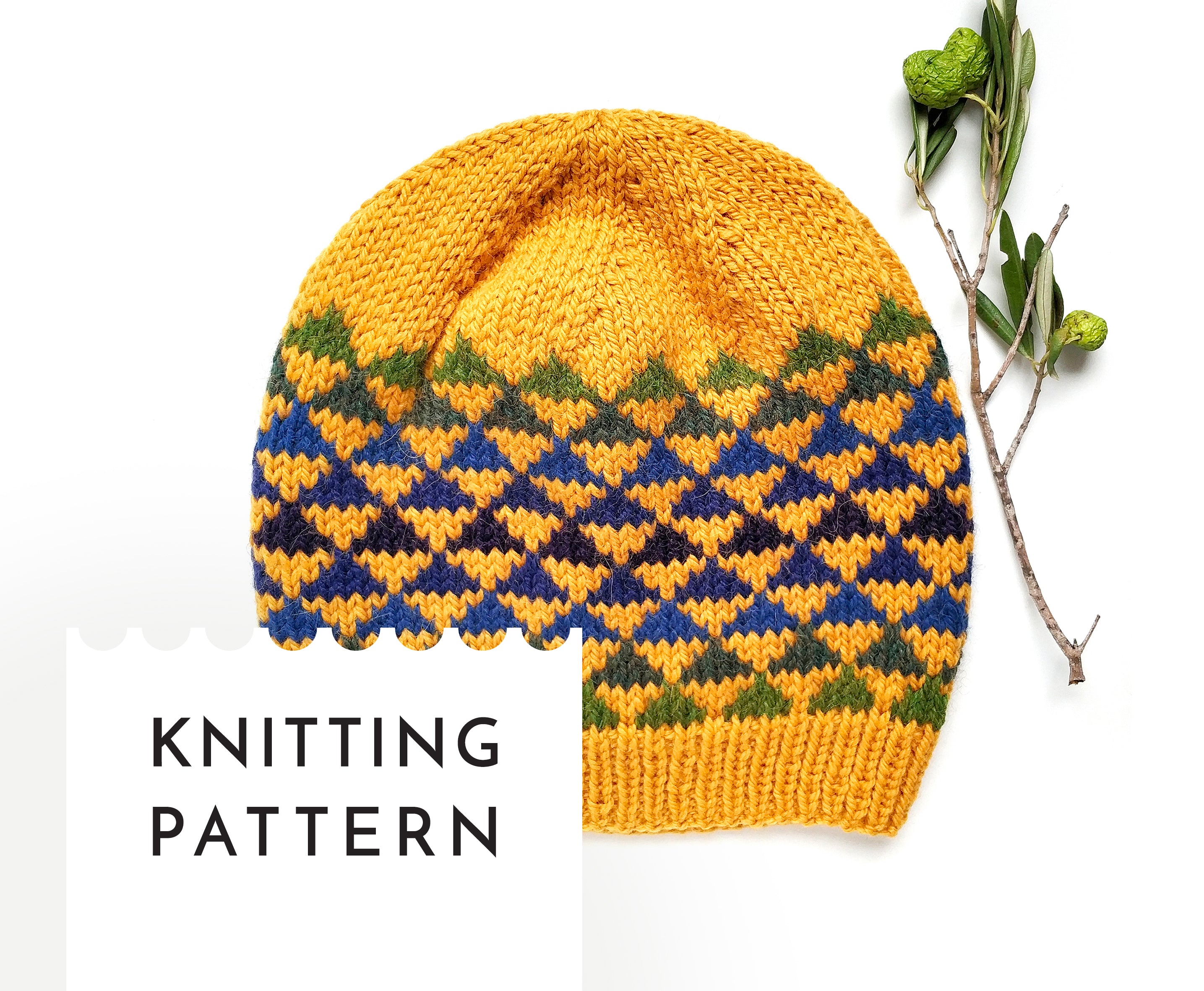 Triangles Hat Knitting Pattern • Fair Isle Style Beanie (PDF) – Olga ...