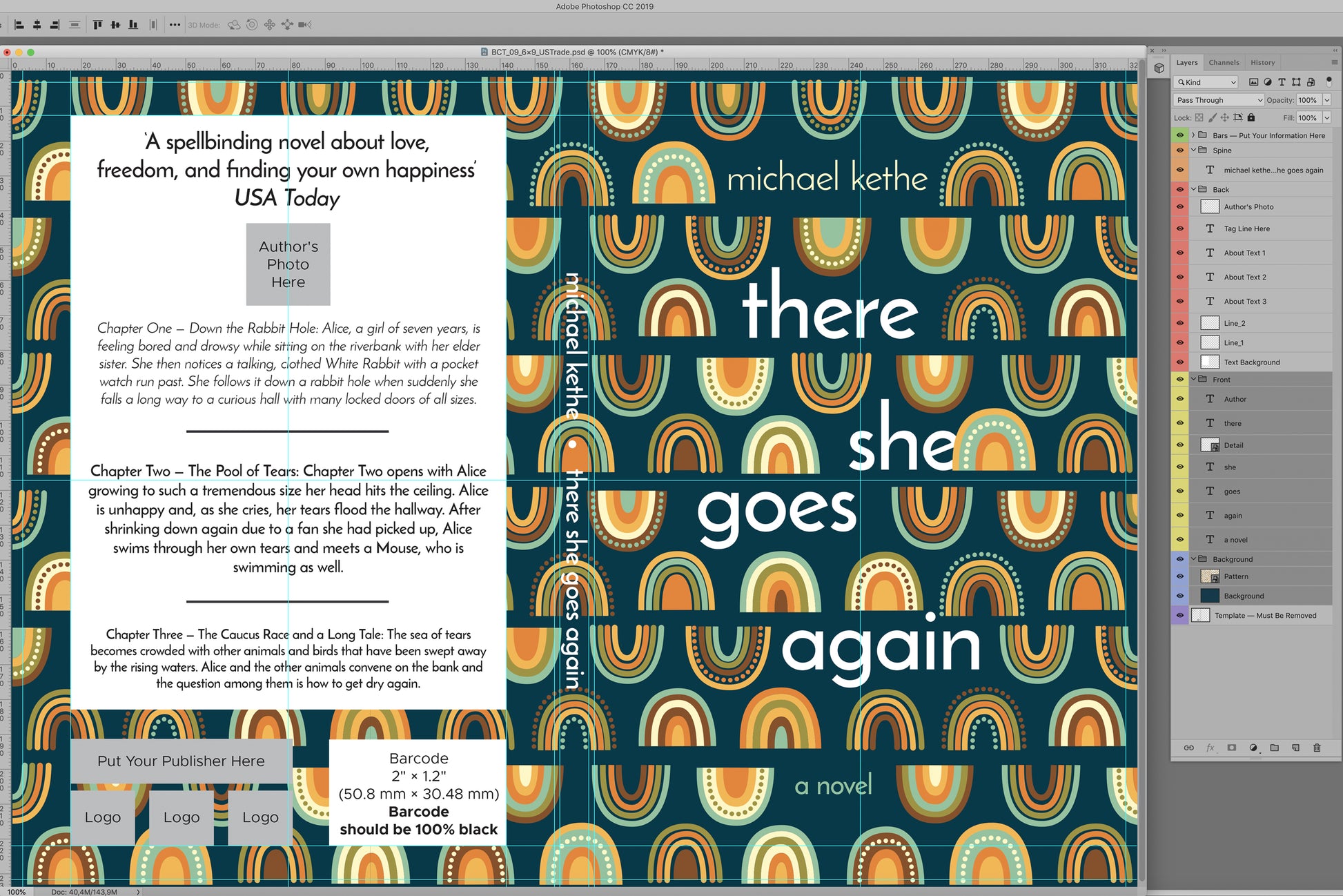 Book cover template No. 09 PSD preview.