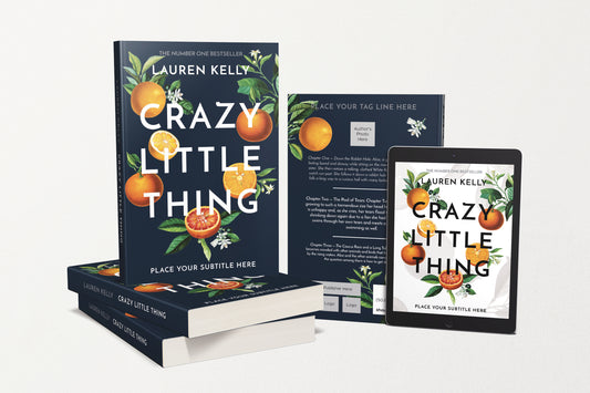 A paperback and e-book book covers featuring vintage botanical oranges illustrations on a black background