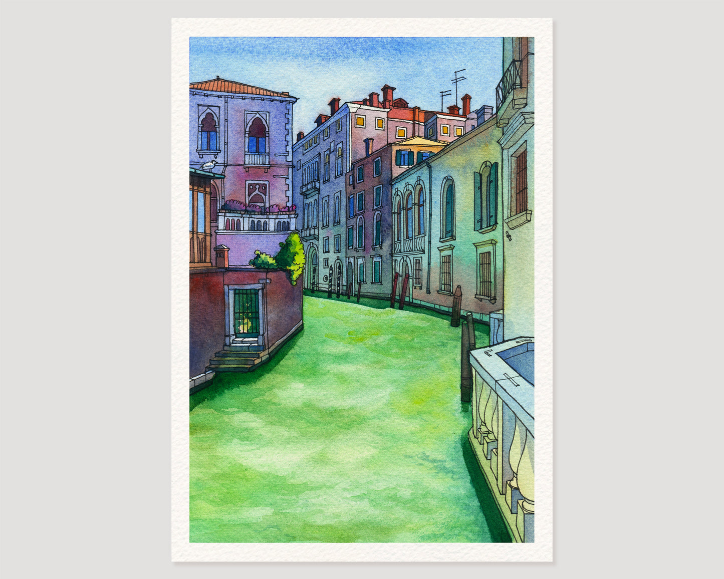 Rio di San Polo in Venice scene watercolor and ink artwork