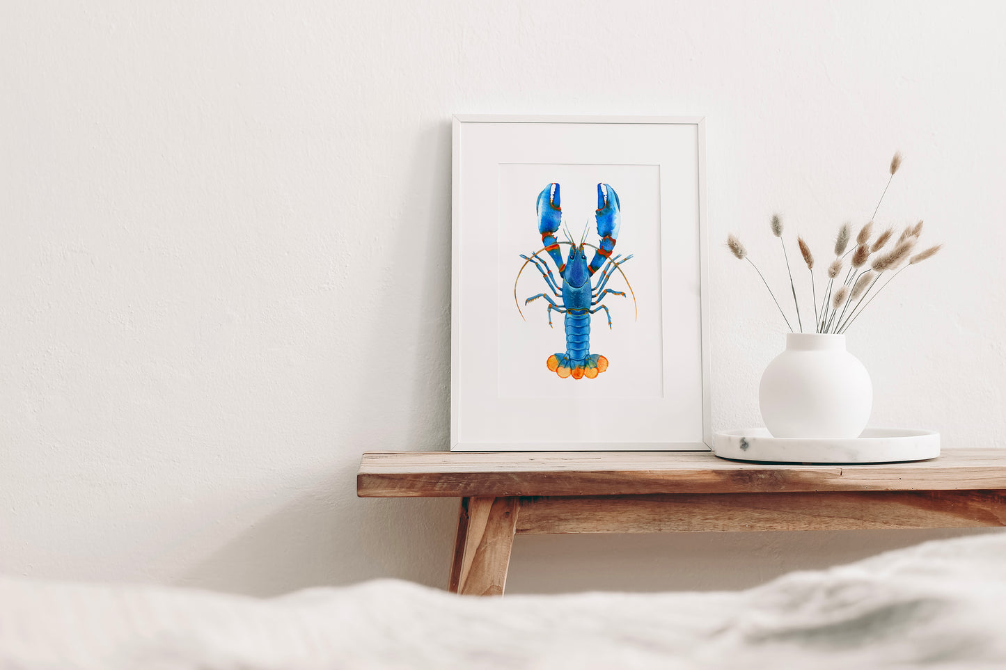 Small framed Blue Kong Zebra Crayfish watercolor art print