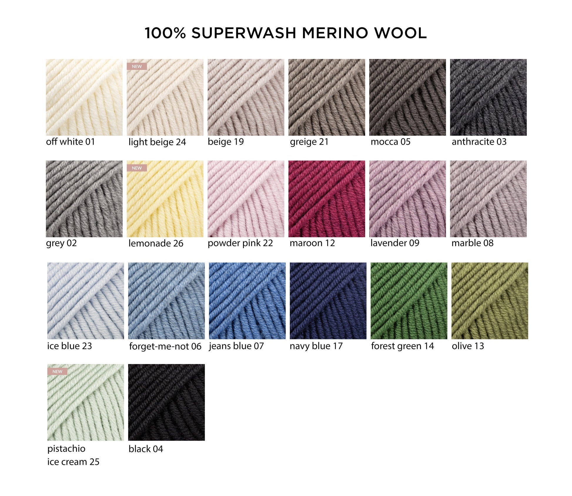 Superwash merino wool cololor chart